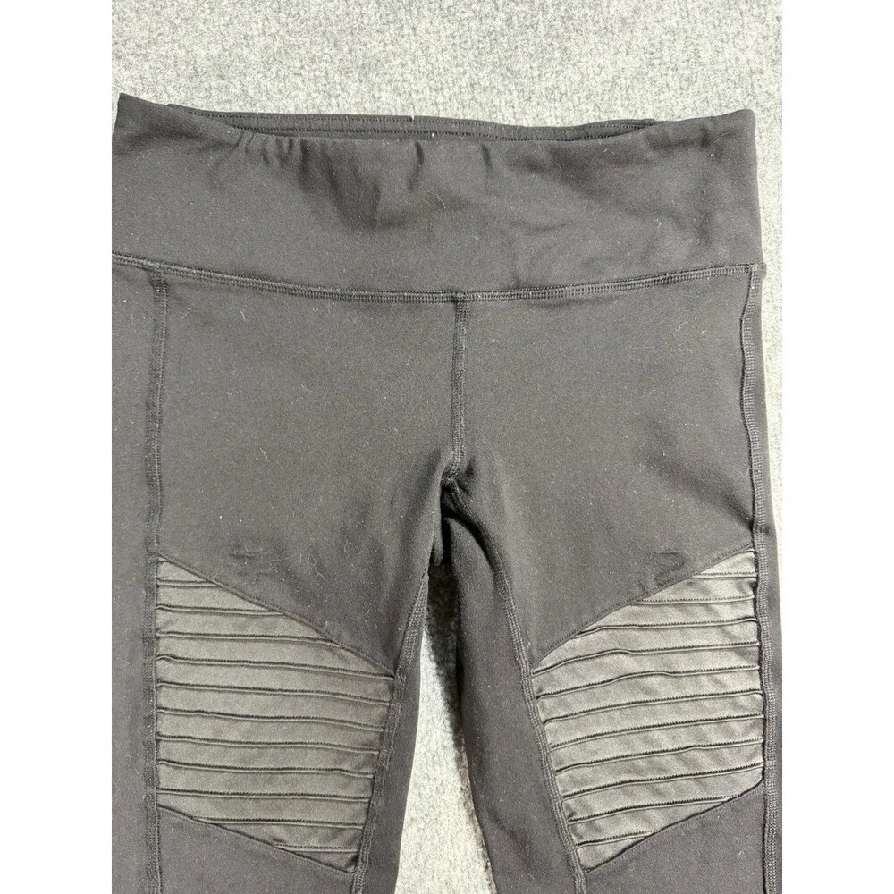 Alo High‑Waist Moto Leggings – Estimated Size Small – Black – Moto Ribbed Panels
